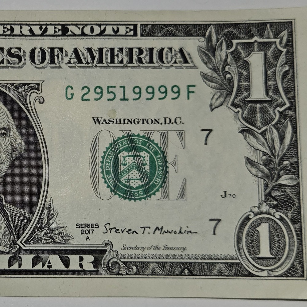 5 Of-A-Kind + 4 IN-A-ROW 2017A One Dollar Bill G29519999F Quad Note Fancy (B331)